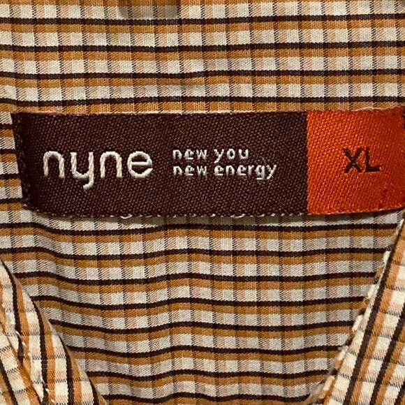 NYNE Orange and Brown Plaid Button Down Shirt Size XL - Picture 3 of 12